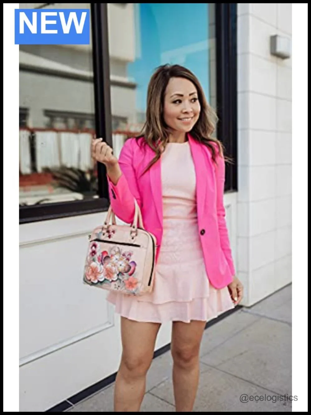Genuine Leather Hand Painted Satchel Crossbody Bag with Zipper Closure